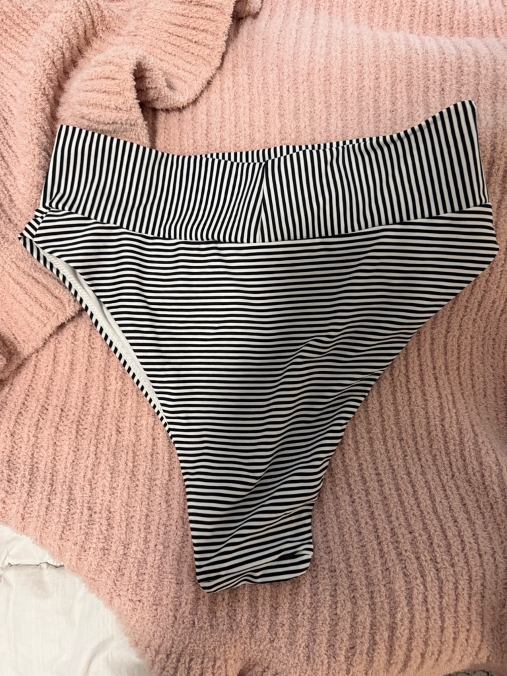 Aerie High-Waist High-Cut Cheeky Black & White Striped Bikini Bottom - Picture 4 of 4